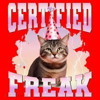 Certified Freak Funny Cat Joke Meme Cement Cursed Cat Santa Hat thumb 1