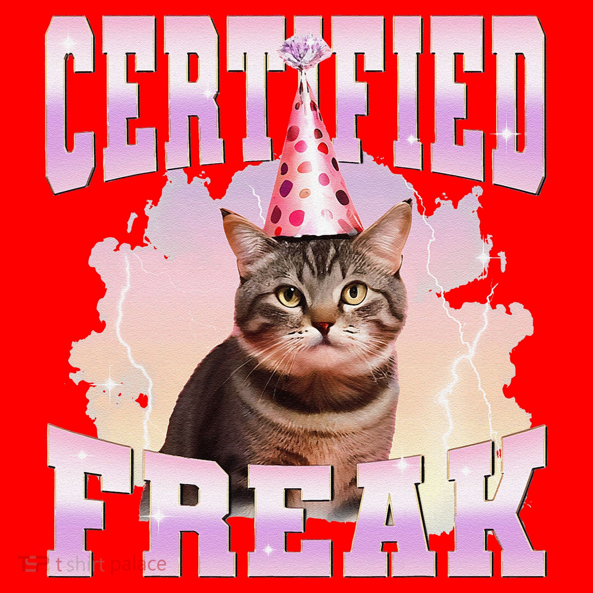 Certified Freak Funny Cat Joke Meme Cement Cursed Cat Santa Hat