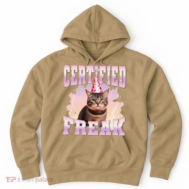 Certified Freak Funny Cat Joke Meme Cement Cursed Cat Hoodie