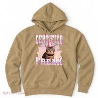 Certified Freak Funny Cat Joke Meme Cement Cursed Cat Hoodie thumb 0