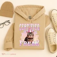 Certified Freak Funny Cat Joke Meme Cement Cursed Cat Hoodie thumb 4