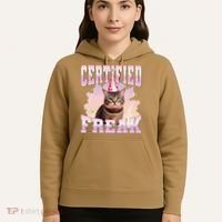 Certified Freak Funny Cat Joke Meme Cement Cursed Cat Hoodie thumb 5