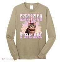 Certified Freak Funny Cat Joke Meme Cement Cursed Cat Long Sleeve Shirt thumb 0