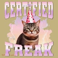 Certified Freak Funny Cat Joke Meme Cement Cursed Cat Long Sleeve Shirt thumb 2
