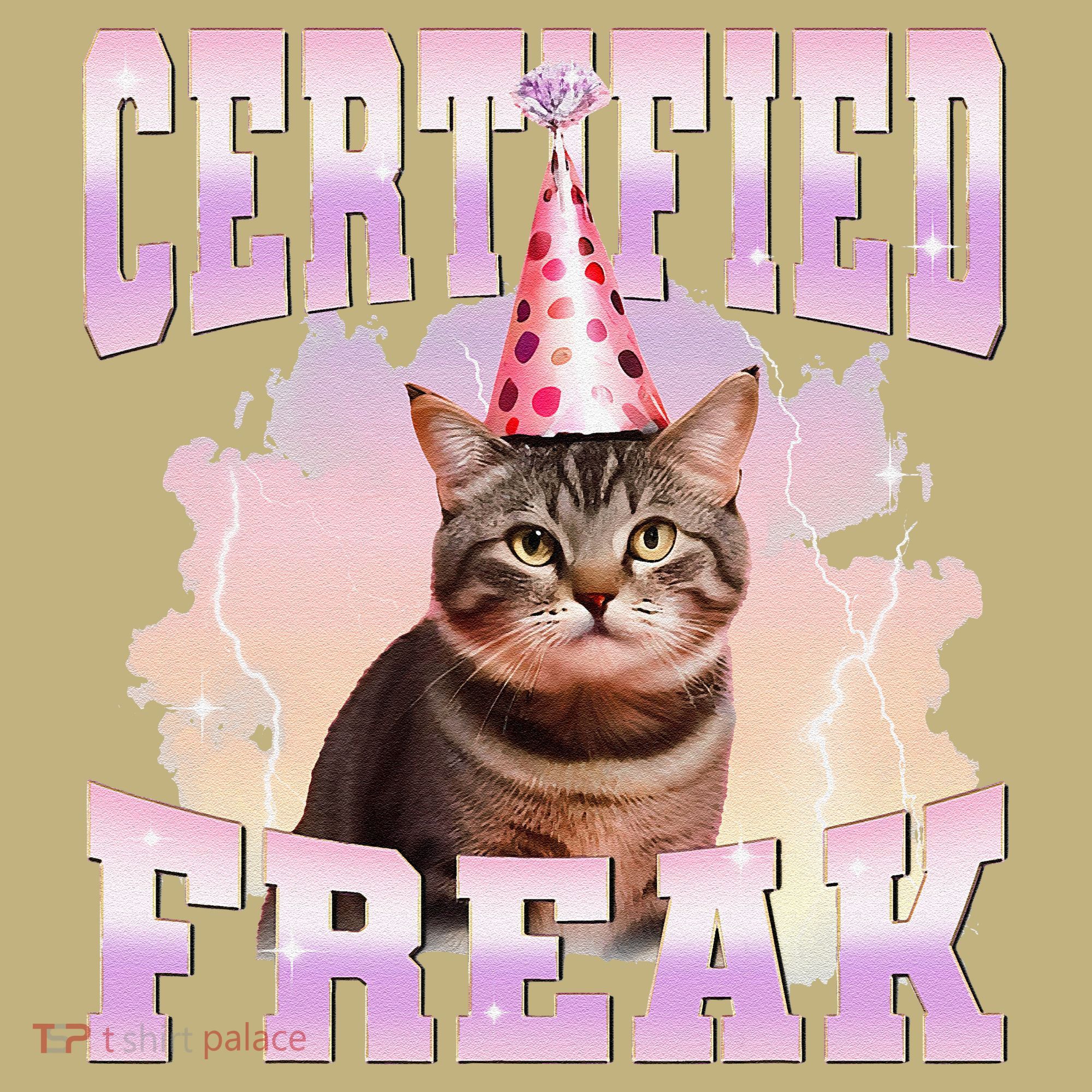 Certified Freak Funny Cat Joke Meme Cement Cursed Cat Long Sleeve Shirt