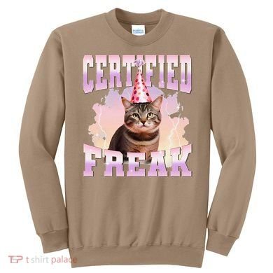 Certified Freak Funny Cat Joke Meme Cement Cursed Cat Sweatshirt