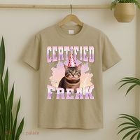 Certified Freak Funny Cat Joke Meme Cement Cursed Cat T-Shirt thumb 2