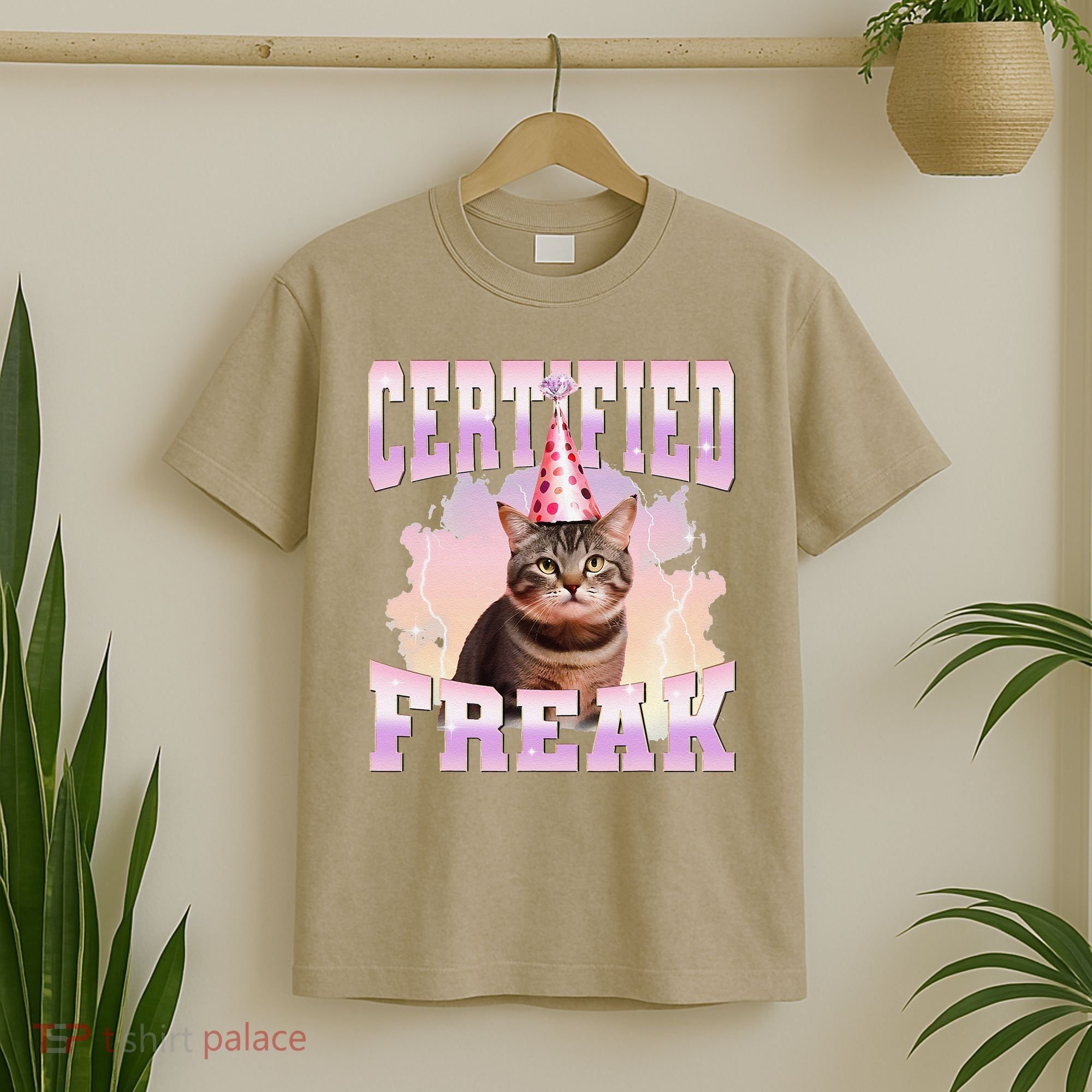 Certified Freak Funny Cat Joke Meme Cement Cursed Cat T-Shirt