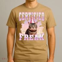 Certified Freak Funny Cat Joke Meme Cement Cursed Cat T-Shirt thumb 3