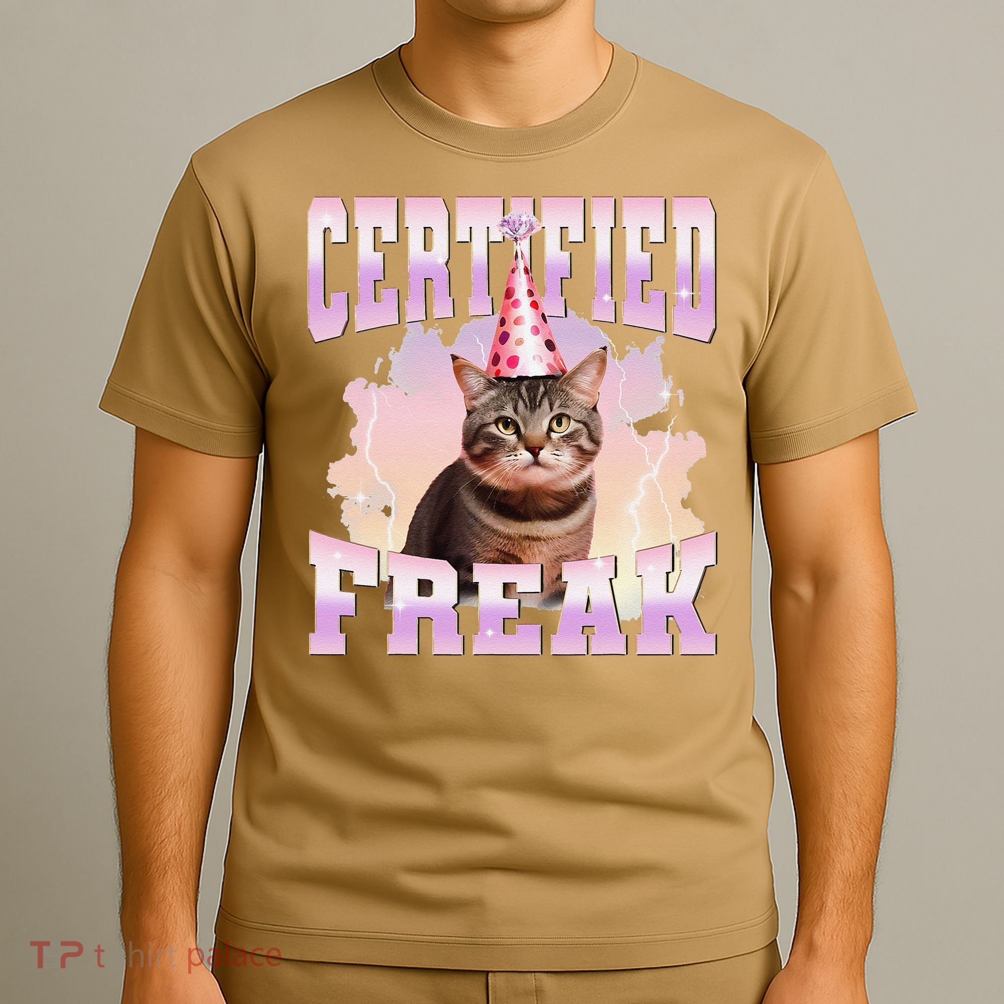 Certified Freak Funny Cat Joke Meme Cement Cursed Cat T-Shirt