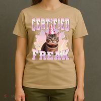 Certified Freak Funny Cat Joke Meme Cement Cursed Cat T-Shirt thumb 4