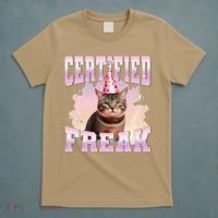 Certified Freak Funny Cat Joke Meme Cement Cursed Cat T-Shirt thumb 5