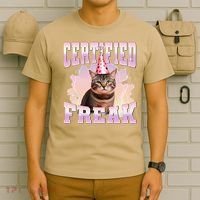 Certified Freak Funny Cat Joke Meme Cement Cursed Cat T-Shirt thumb 6