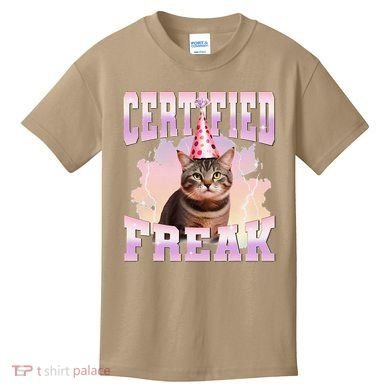 Certified Freak Funny Cat Joke Meme Cement Cursed Cat Kids T-Shirt