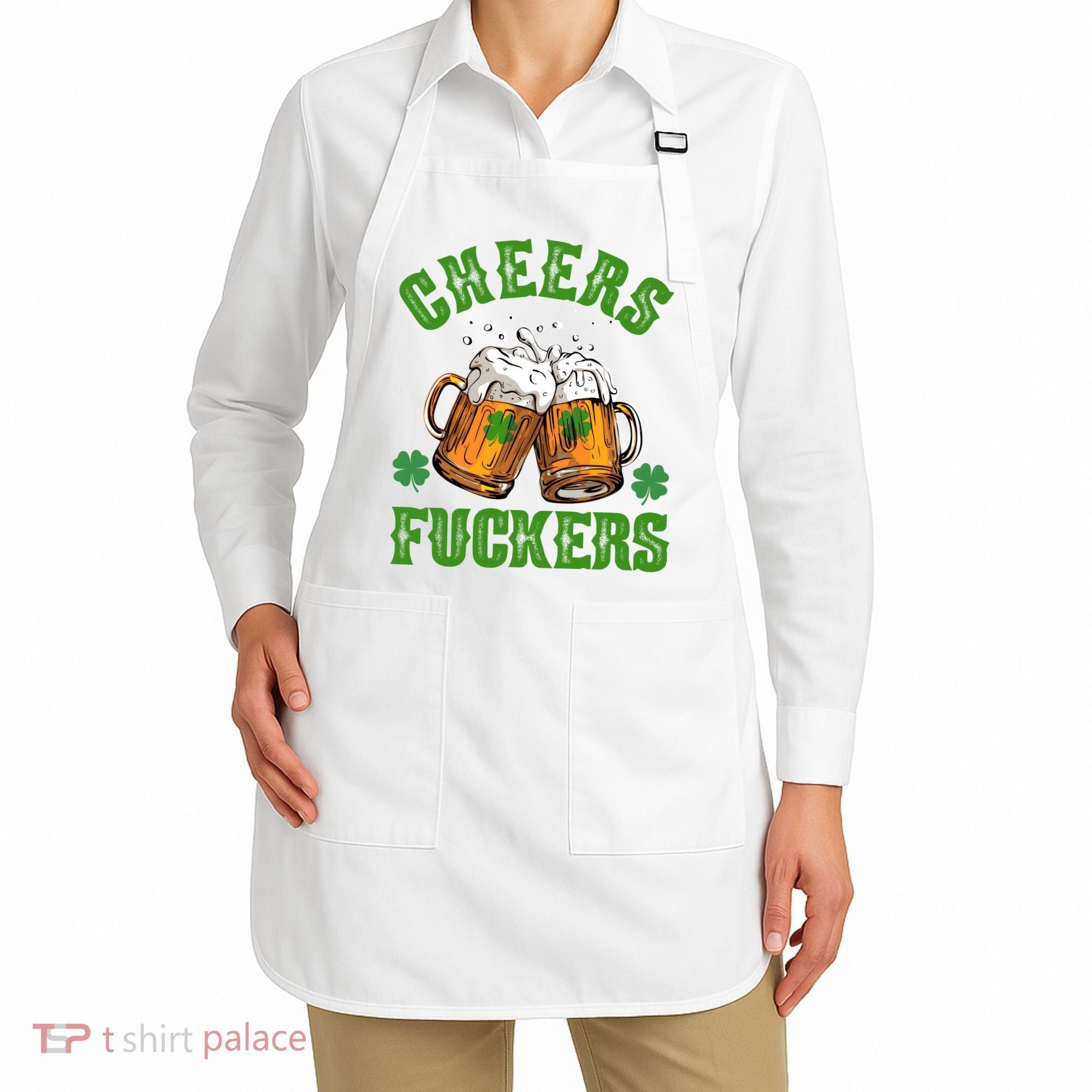 Cheers Fuckers Funny St Patrick's Day Beer Apron