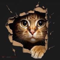 Cute kitten looks from torn fabric - Cats  Bucket Hat thumb 4