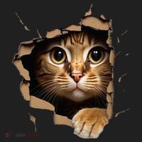 Cute kitten looks from torn fabric - Cats  Beanie thumb 2
