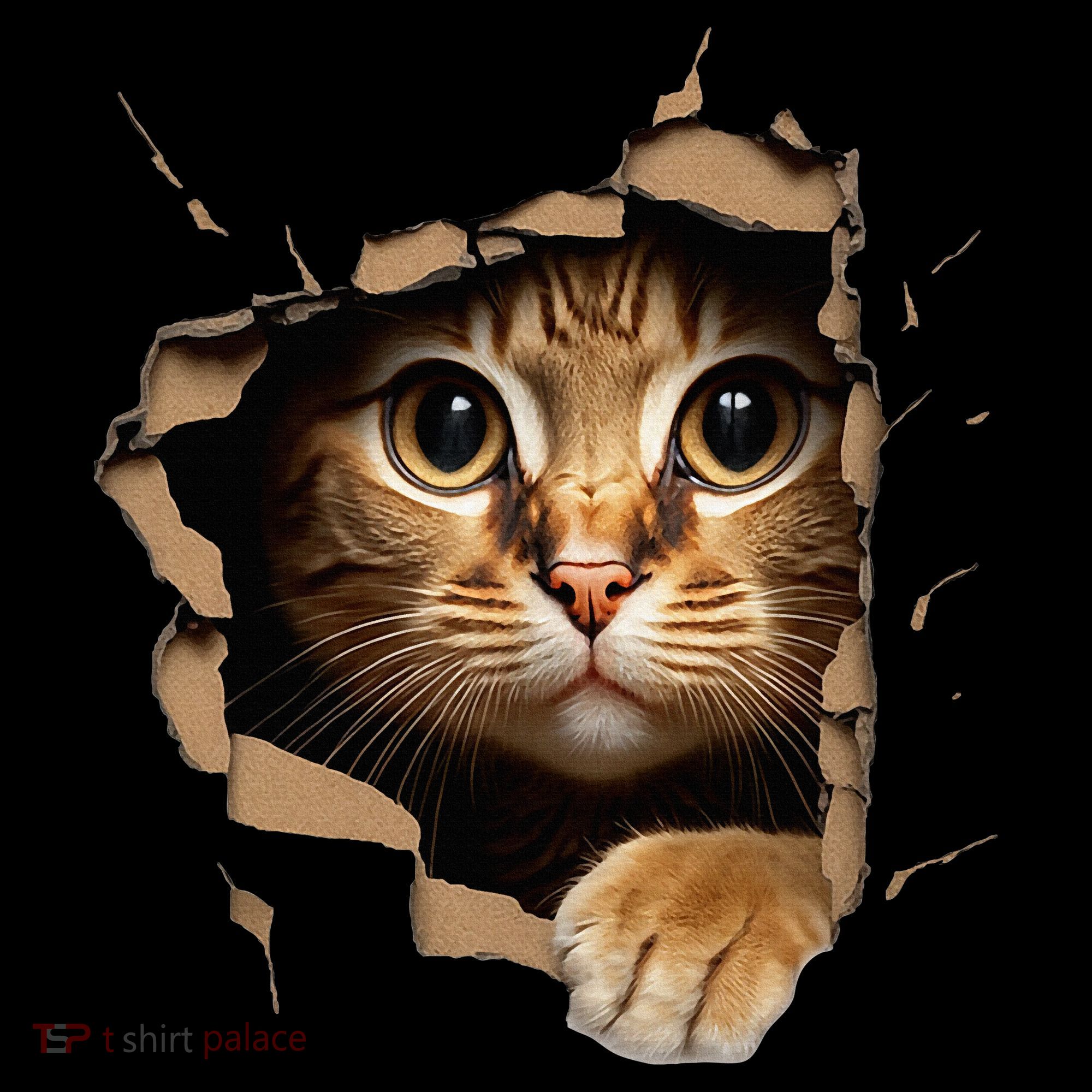 Cute kitten looks from torn fabric - Cats  Ornament