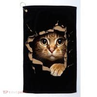 Cute kitten looks from torn fabric - Cats  Golf Towel thumb 0