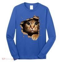 Cute kitten looks from torn fabric - Cats  Long Sleeve Shirt thumb 0