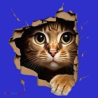Cute kitten looks from torn fabric - Cats  Coaster thumb 2