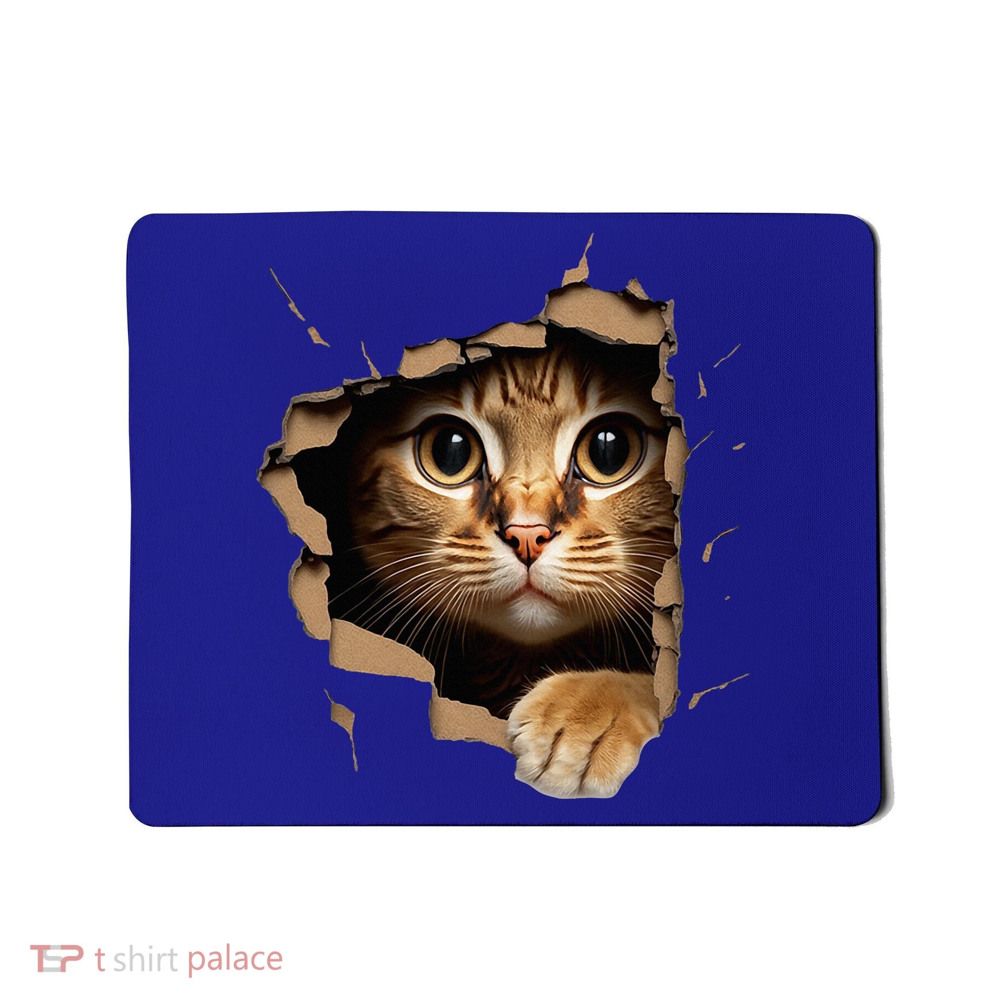 Cute kitten looks from torn fabric - Cats  Mousepad