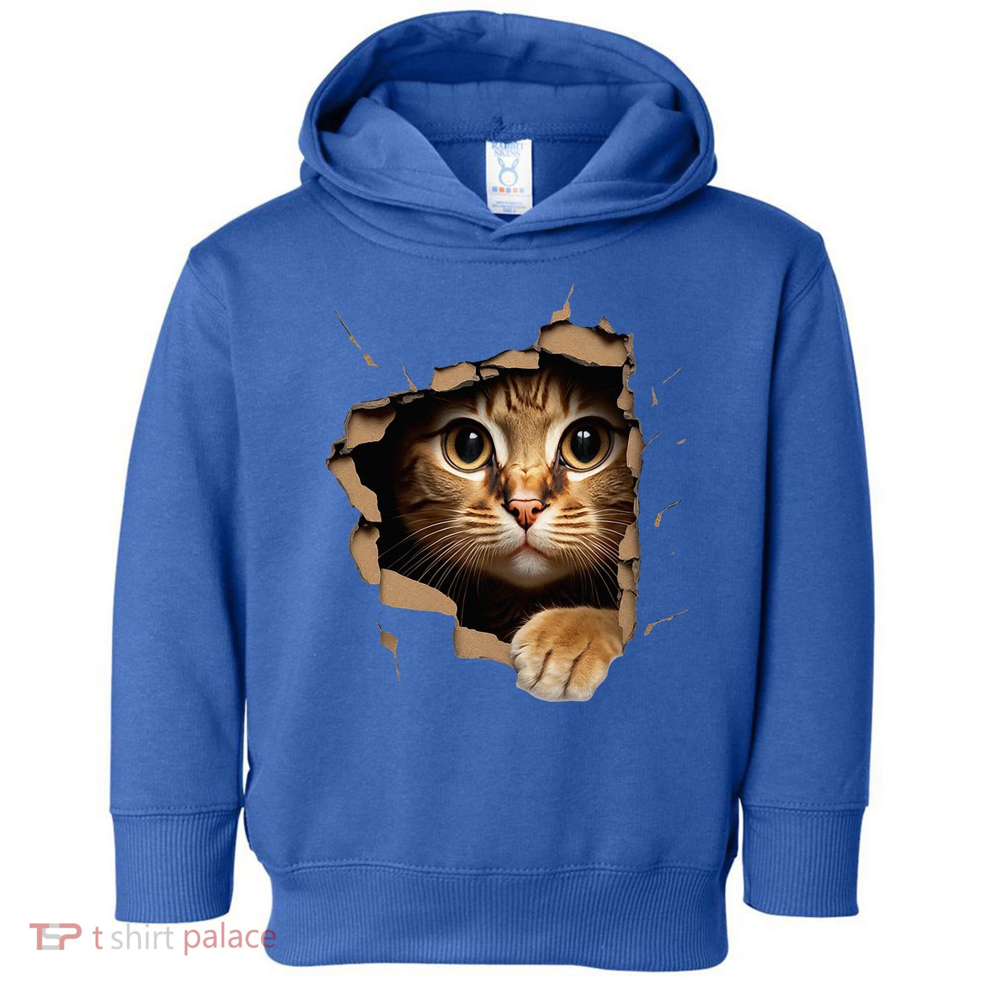 Cute kitten looks from torn fabric - Cats  Toddler Hoodie