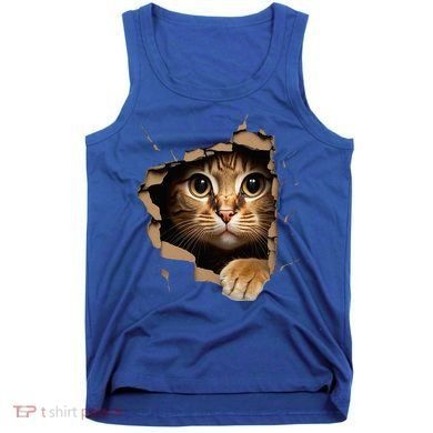 Cute kitten looks from torn fabric - Cats  Tank Top