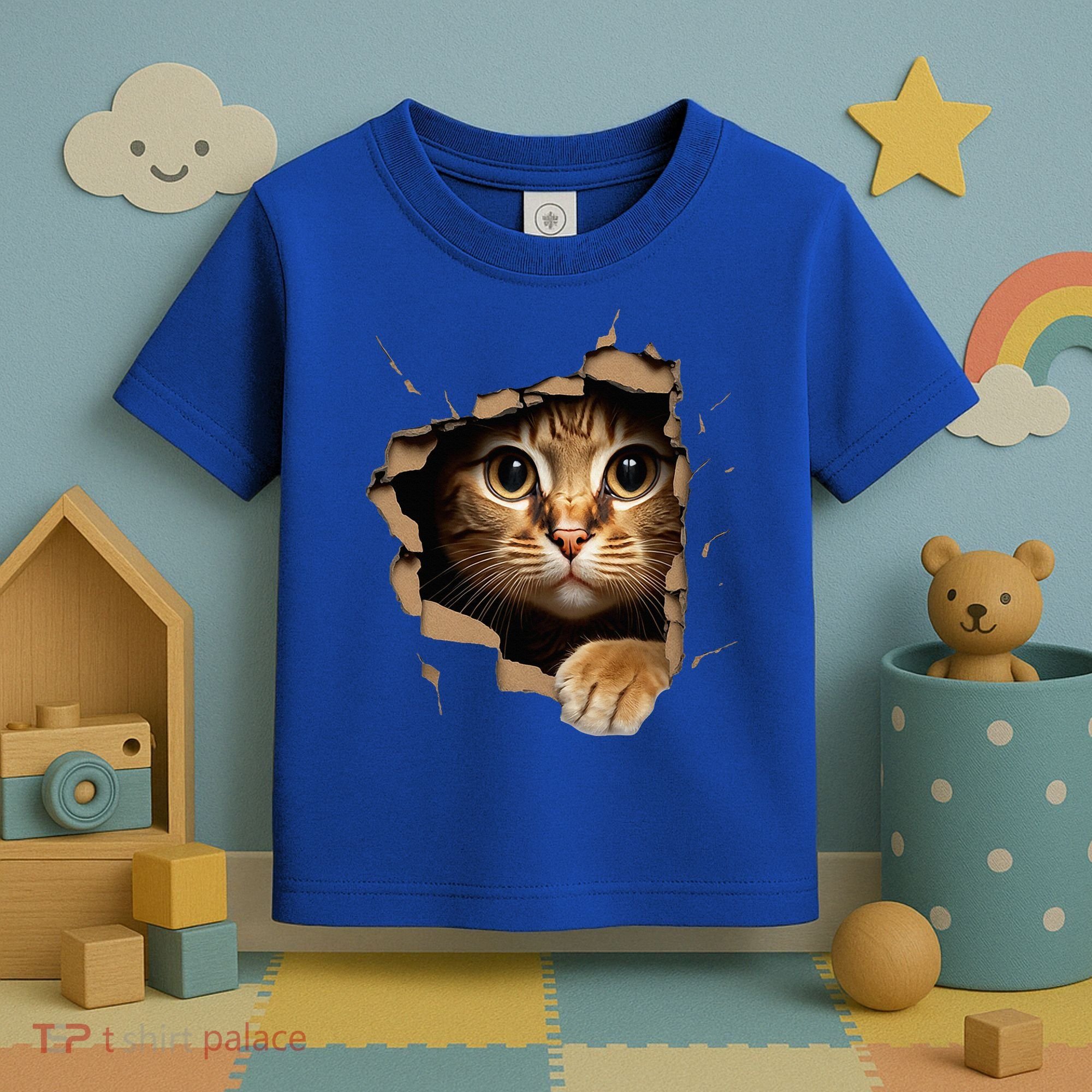 Cute kitten looks from torn fabric - Cats  Toddler T-Shirt