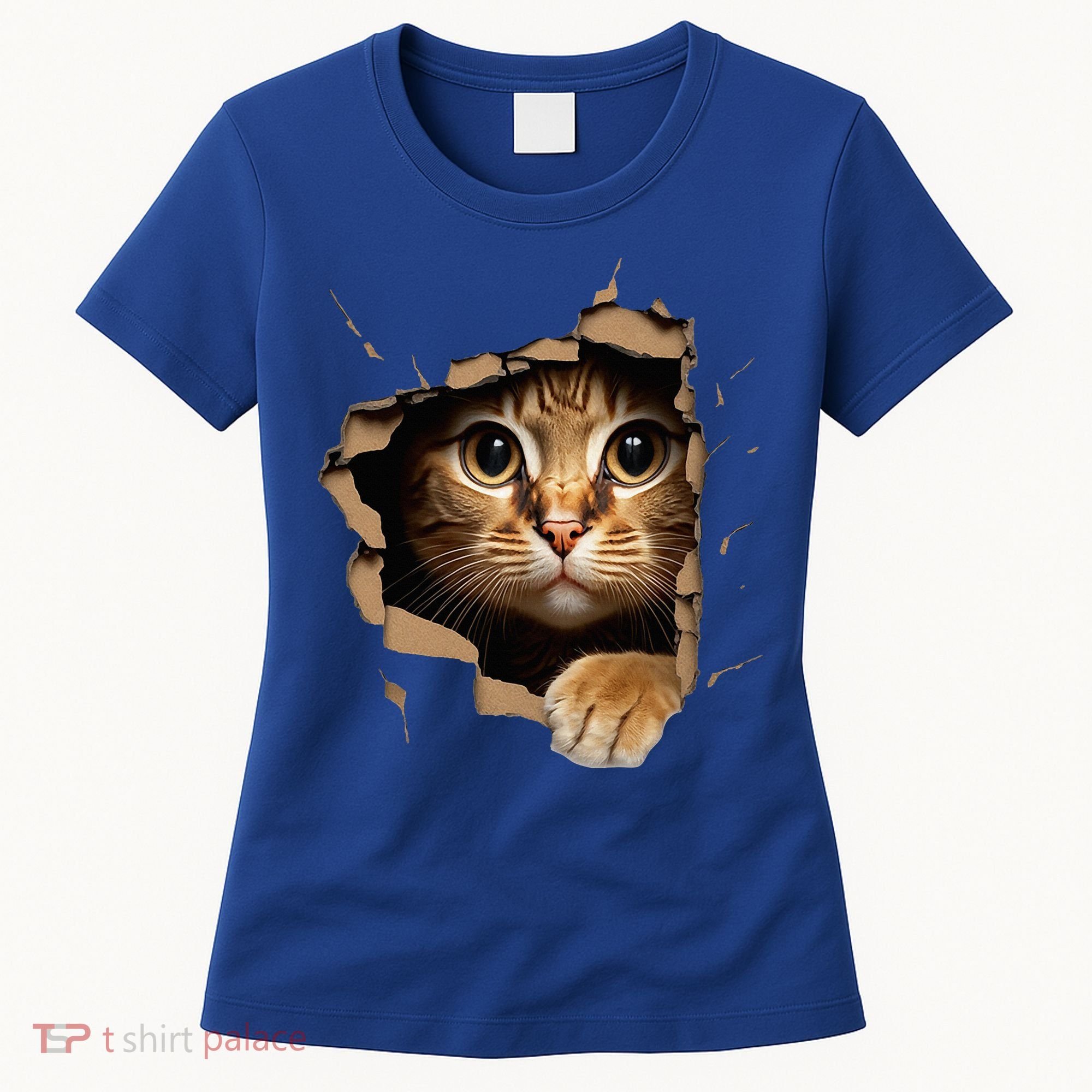 Cute kitten looks from torn fabric - Cats  Women's T-Shirt