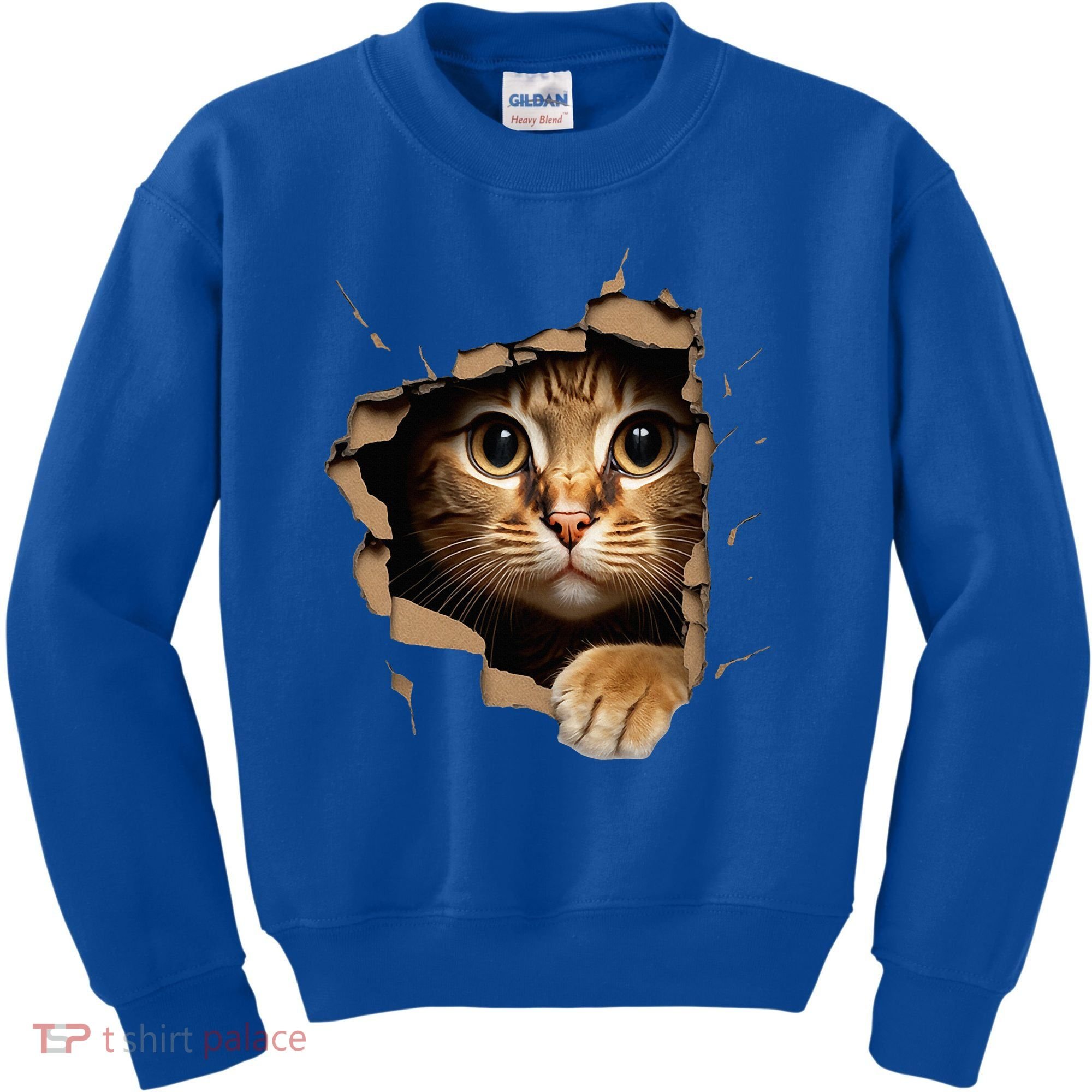 Cute kitten looks from torn fabric - Cats  Kids Sweatshirt