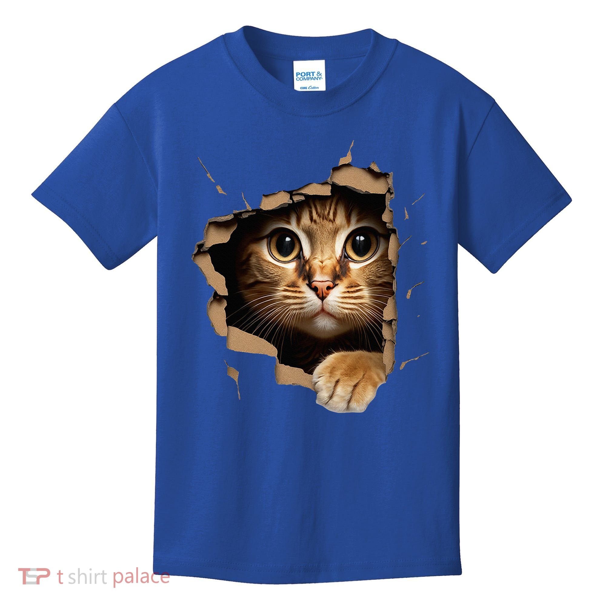 Cute kitten looks from torn fabric - Cats  Kids T-Shirt