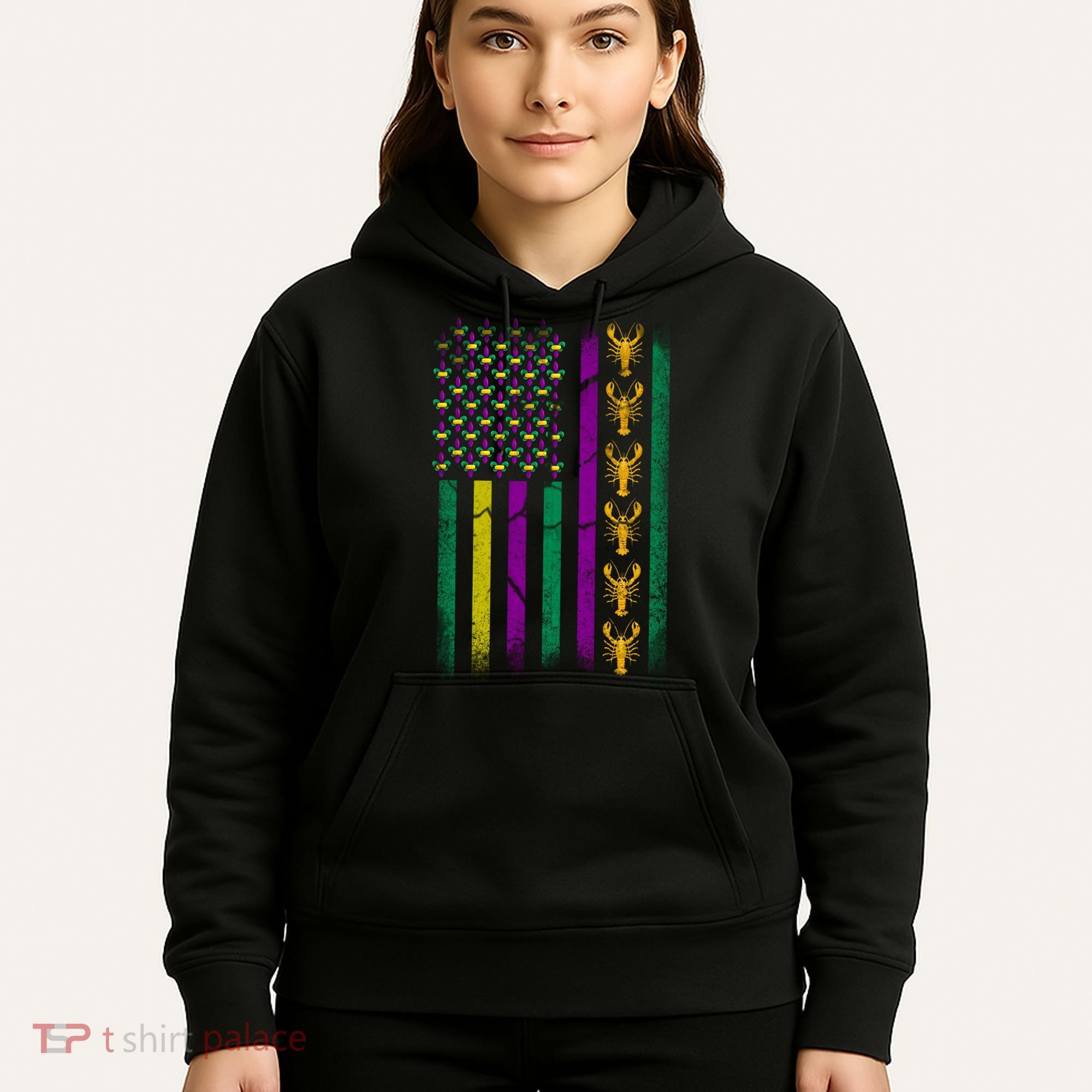 Crawfish Fleur-De-Lis Flag Mardi Gras  Hoodie