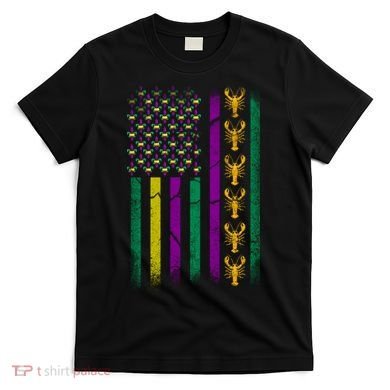 Crawfish Fleur-De-Lis Flag Mardi Gras  T-Shirt