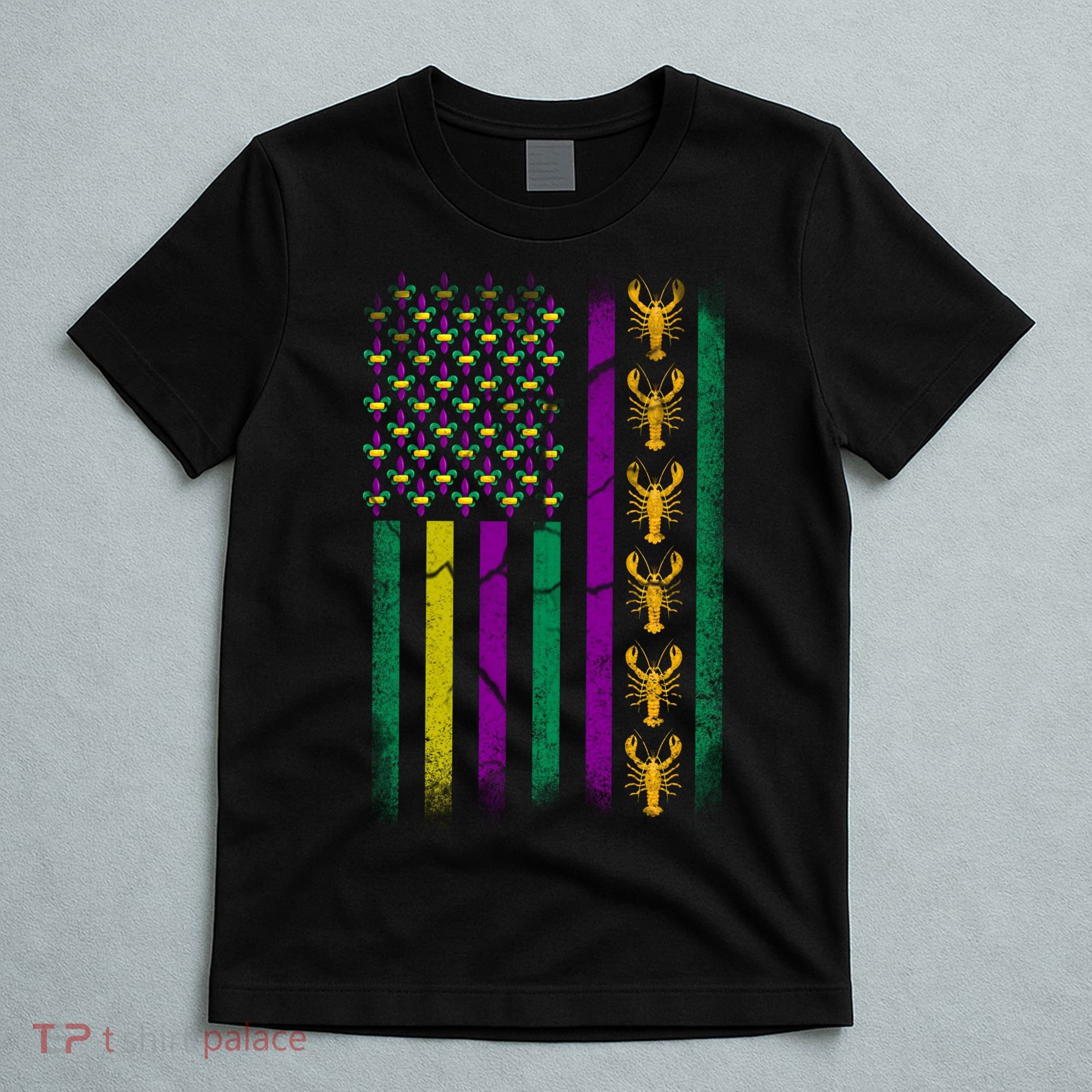 Crawfish Fleur-De-Lis Flag Mardi Gras  T-Shirt