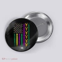 Crawfish Fleur-De-Lis Flag Mardi Gras  Button thumb 0