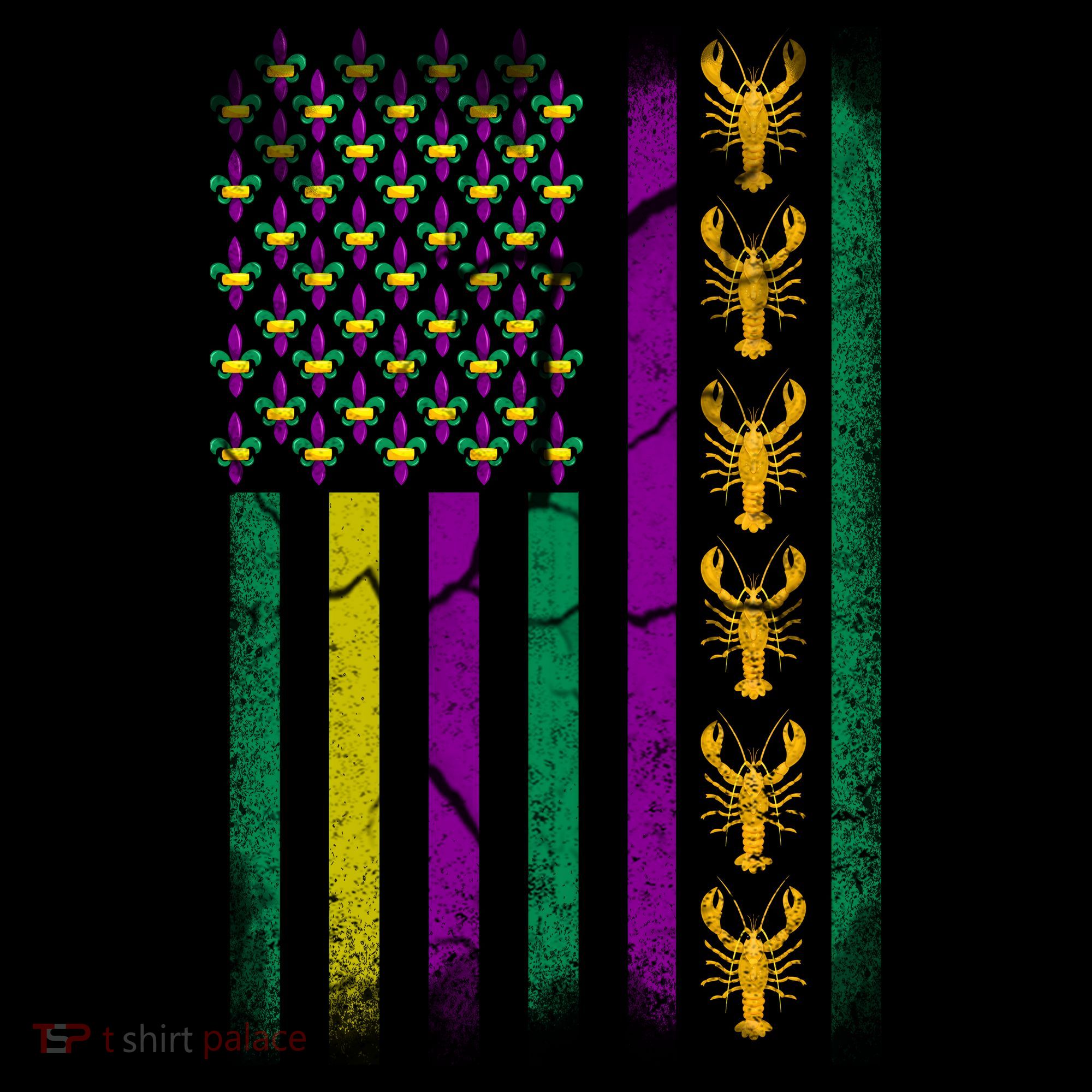 Crawfish Fleur-De-Lis Flag Mardi Gras  Bucket Hat