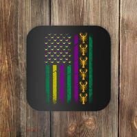 Crawfish Fleur-De-Lis Flag Mardi Gras  Coaster thumb 0