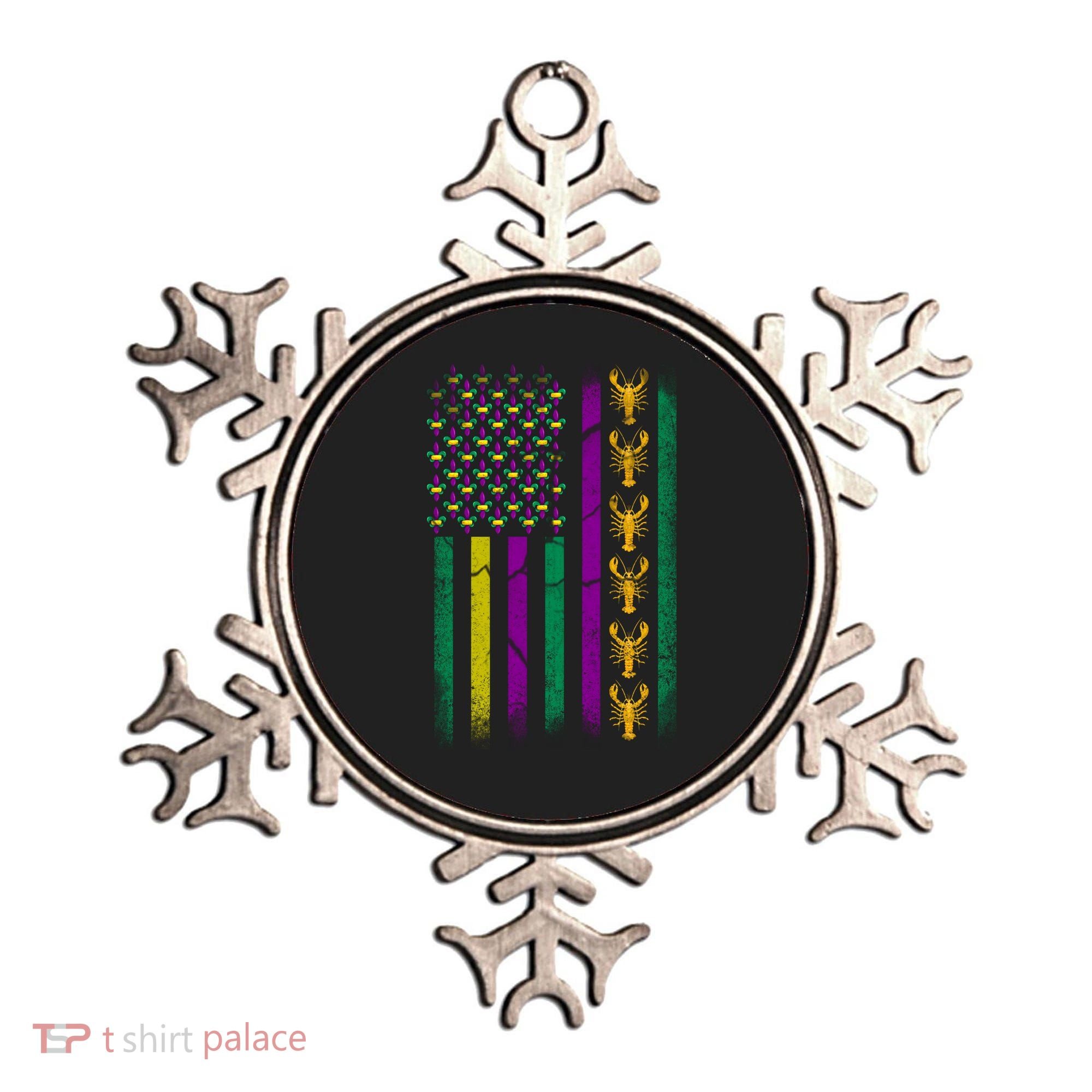 Crawfish Fleur-De-Lis Flag Mardi Gras  Ornament