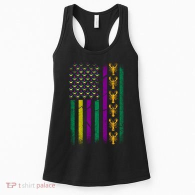 Crawfish Fleur-De-Lis Flag Mardi Gras  Women's Tank Top