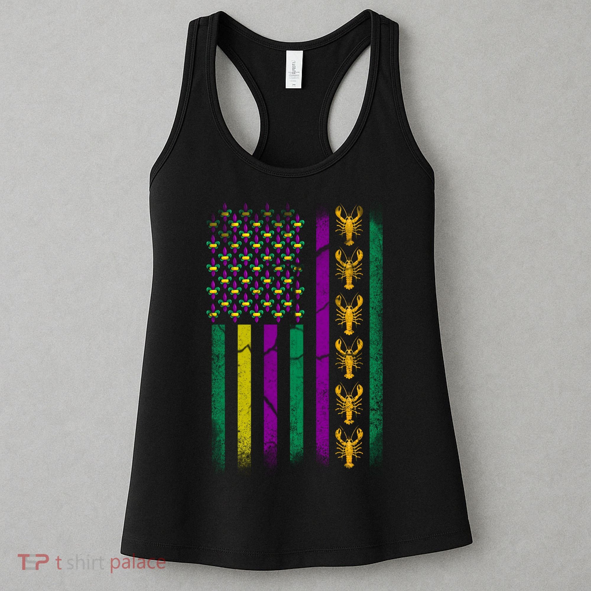 Crawfish Fleur-De-Lis Flag Mardi Gras  Women's Tank Top