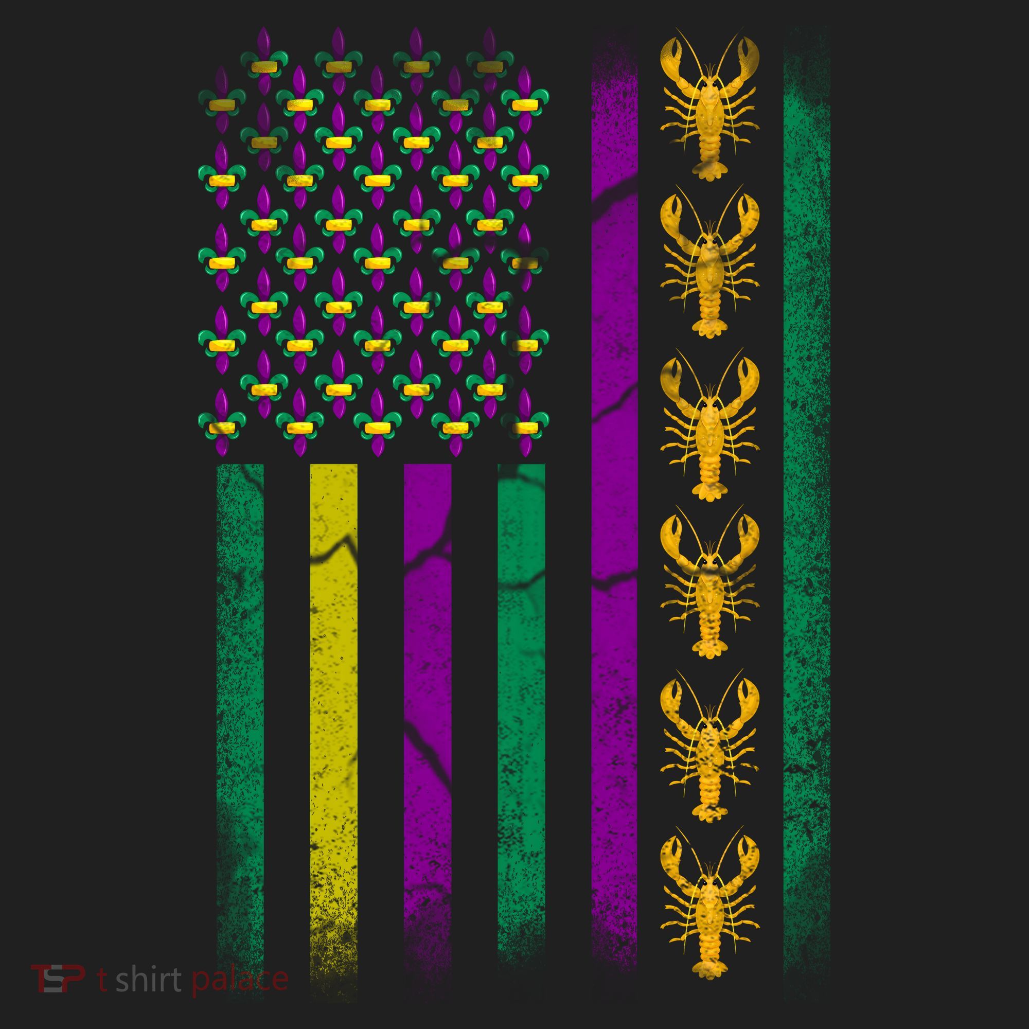 Crawfish Fleur-De-Lis Flag Mardi Gras  Golf Towel