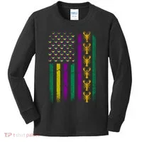 Crawfish Fleur-De-Lis Flag Mardi Gras  Kids Long Sleeve Shirt thumb 0
