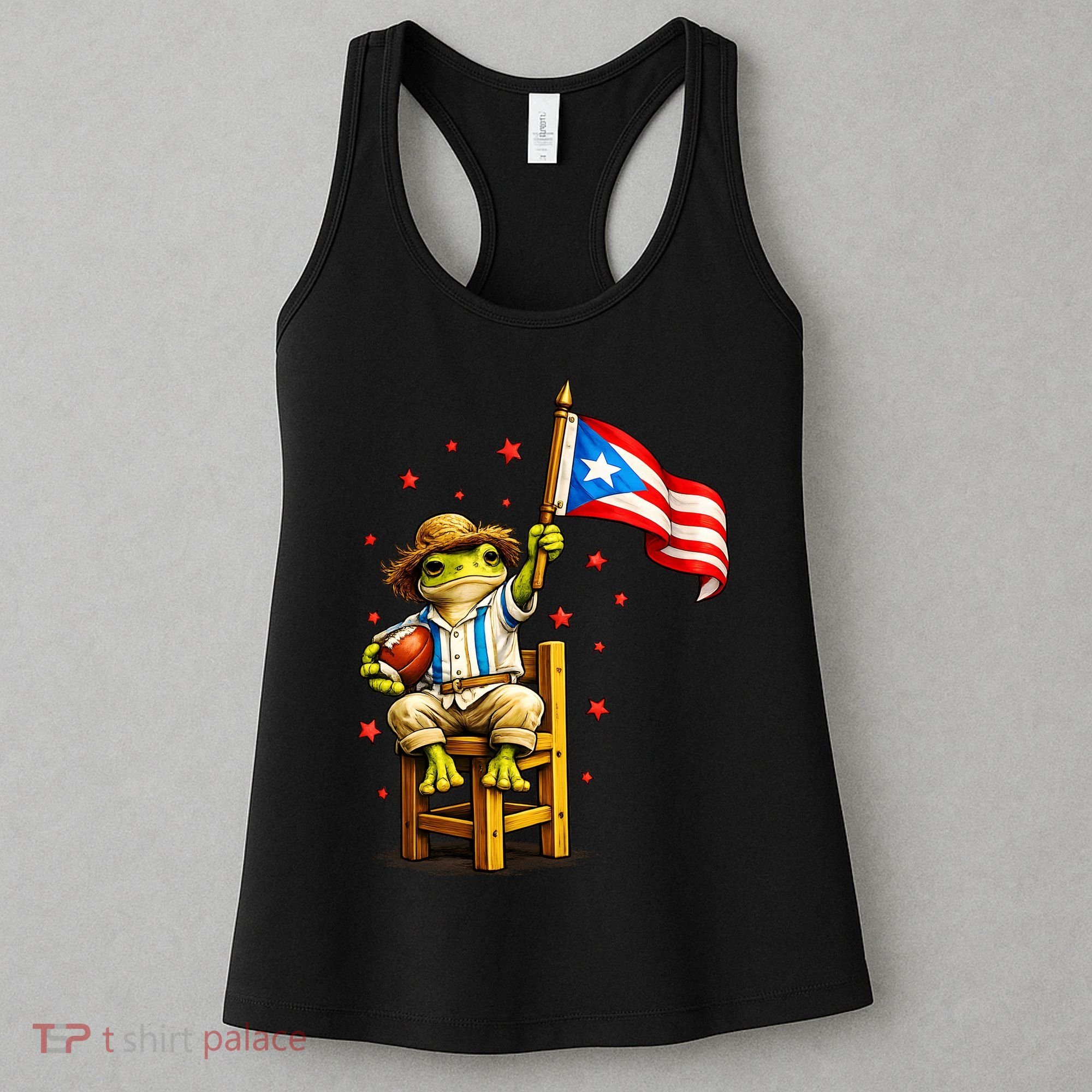 Coquí Frog Football Fan Puerto Rico Flag Women's Tank Top