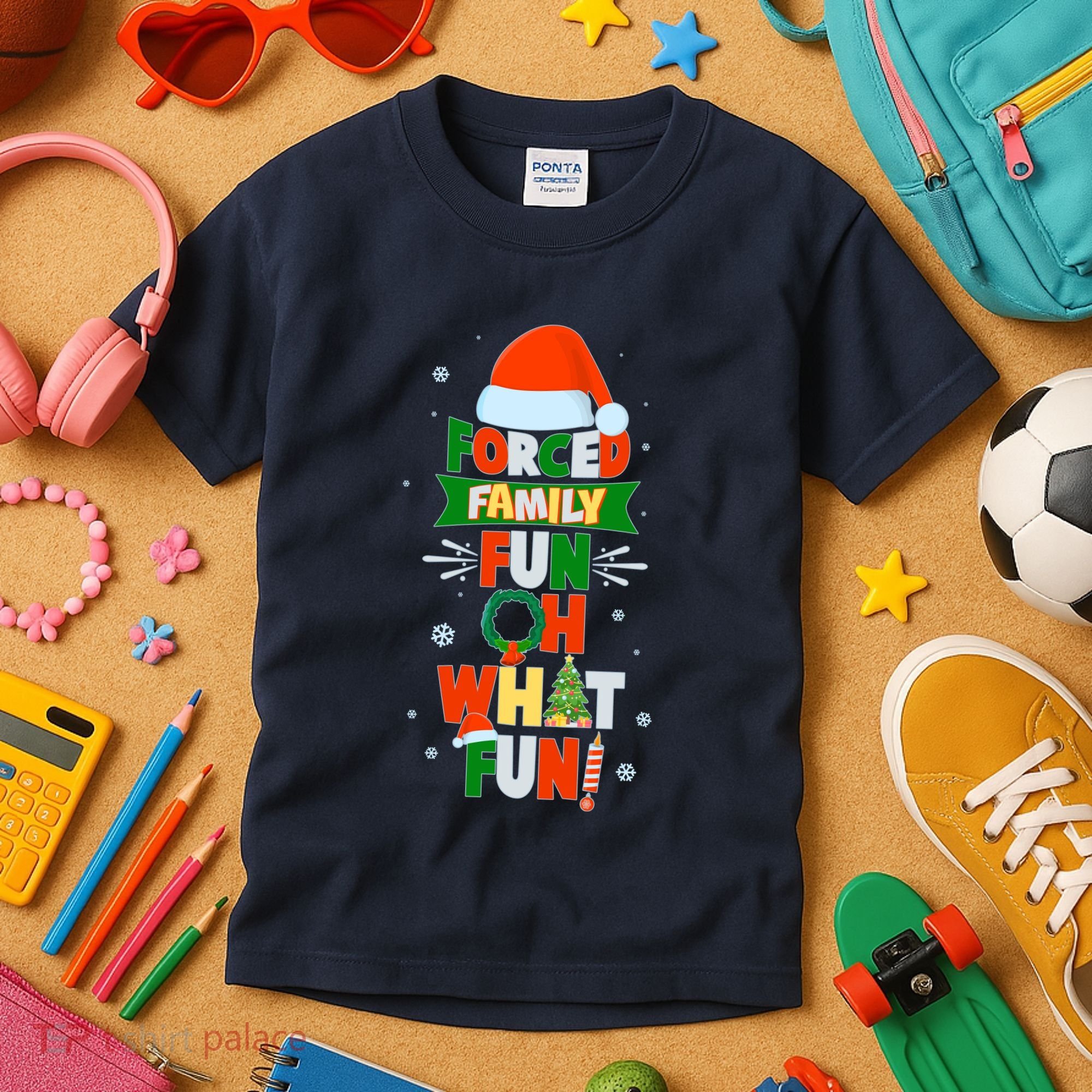 Christmas Forced Family Fun Oh What Fun Kids T-Shirt