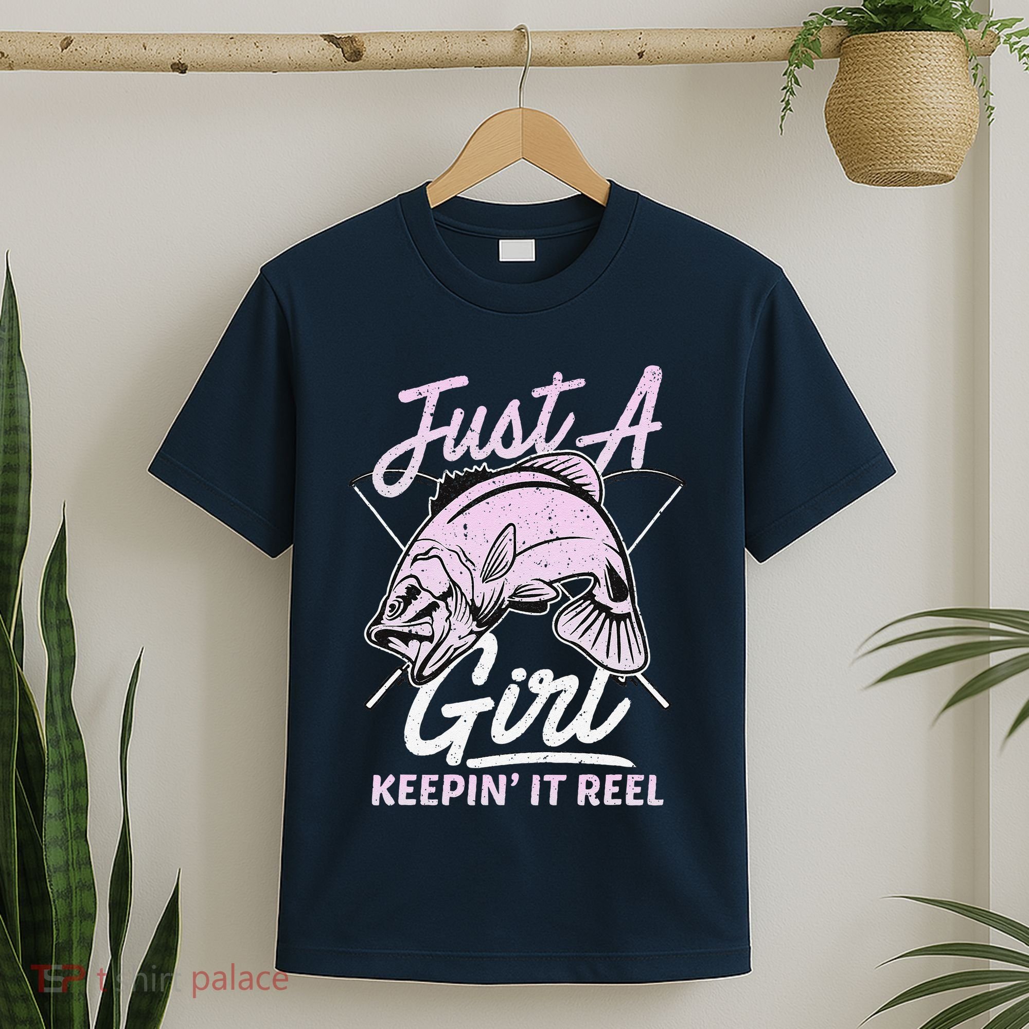 Cute Fishing Funny Keeping It Reel Women Girl Purple Pink T-Shirt