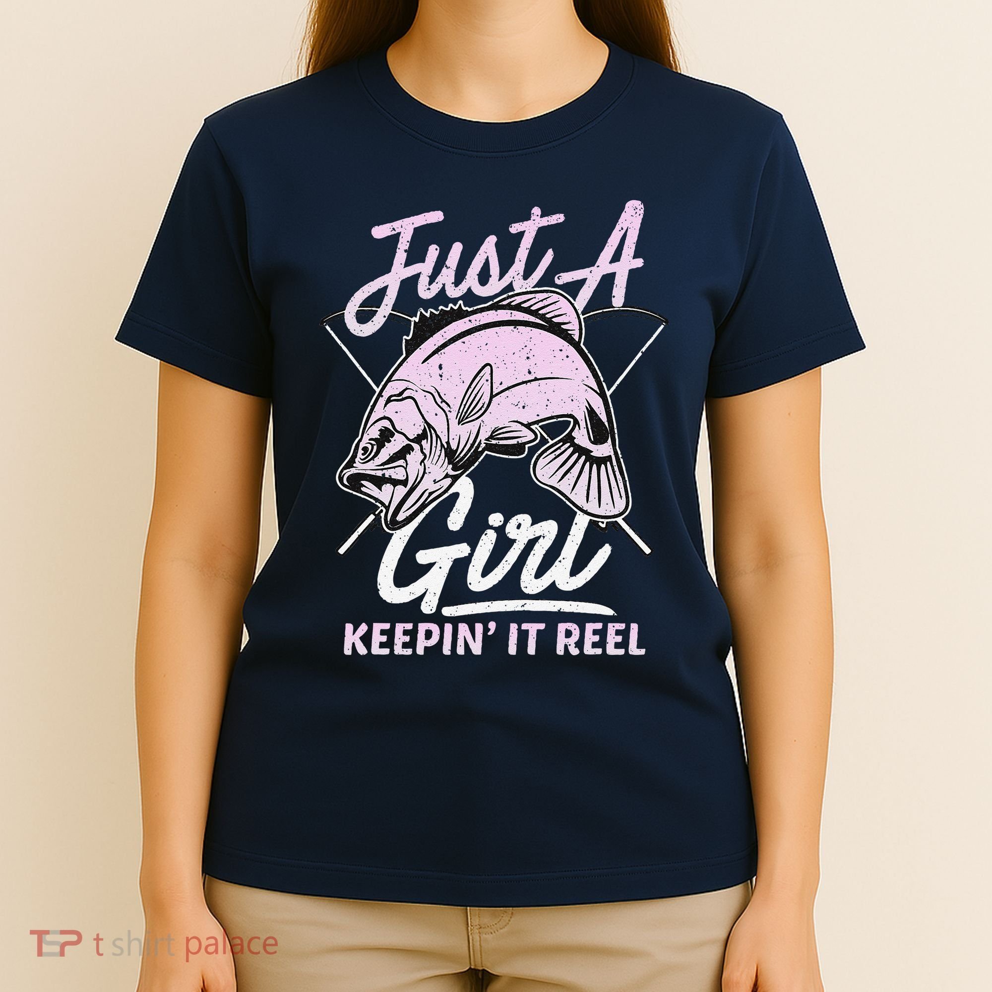 Cute Fishing Funny Keeping It Reel Women Girl Purple Pink T-Shirt