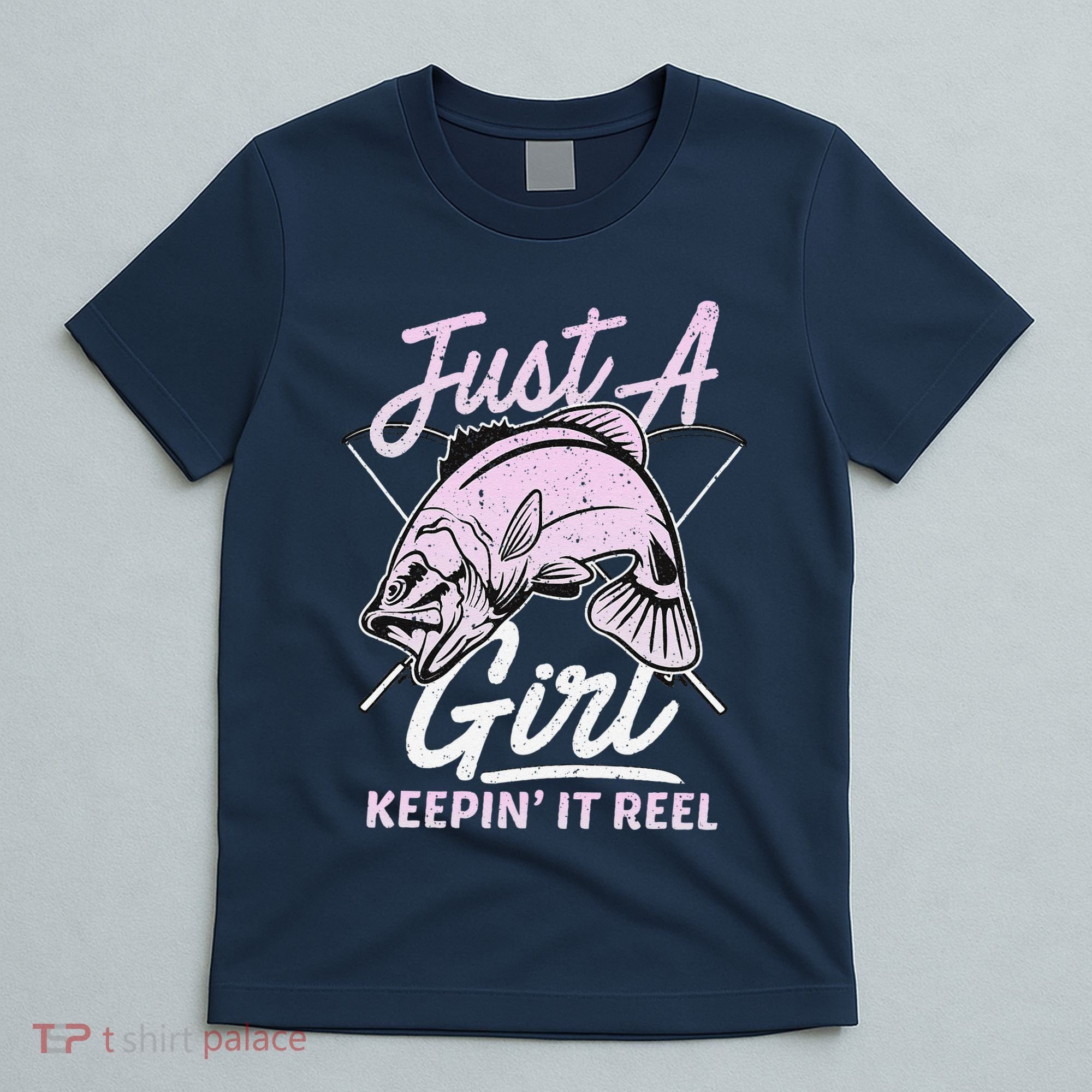 Cute Fishing Funny Keeping It Reel Women Girl Purple Pink T-Shirt