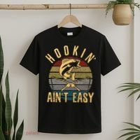 Cute Funny Fishing Vintage Hookin Aint Easy Fisherman Gift T-Shirt thumb 2