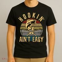 Cute Funny Fishing Vintage Hookin Aint Easy Fisherman Gift T-Shirt thumb 3